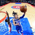 NBA naktis: dvyliktą pergalę iš eilės iškovoję „76ers“ eliminavo „Pistons“ iš atkrintamųjų kovų