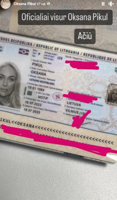 Oksanos Pikul ID kortelė