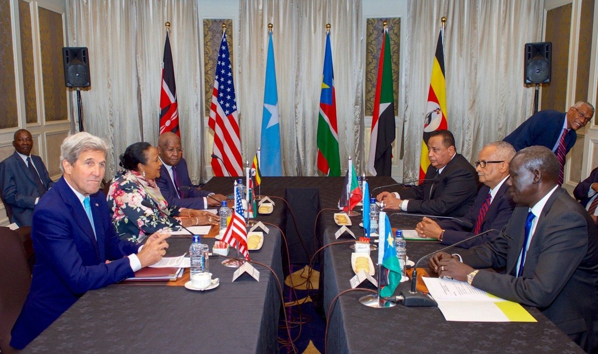 Johnas Kerry susitikimas su penkių regiono šalių užsienio reikalų ministrais Nairobyje 