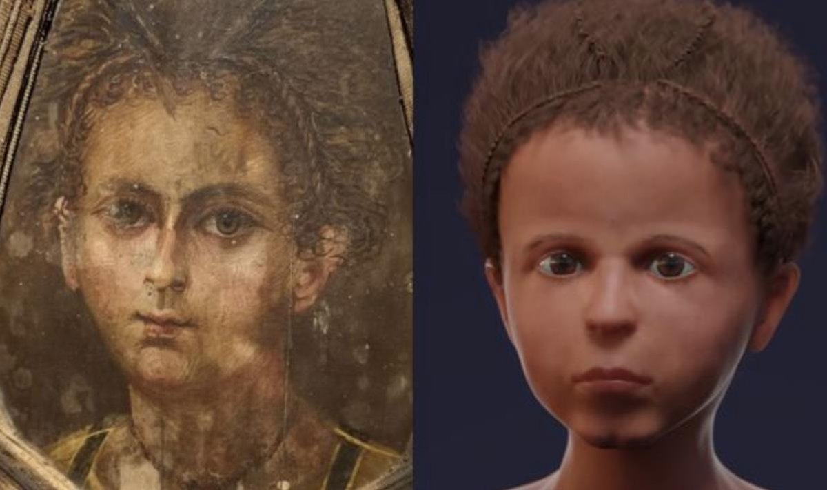 Vaiko mumijos portretas ir 3D veido rekonstrukcija