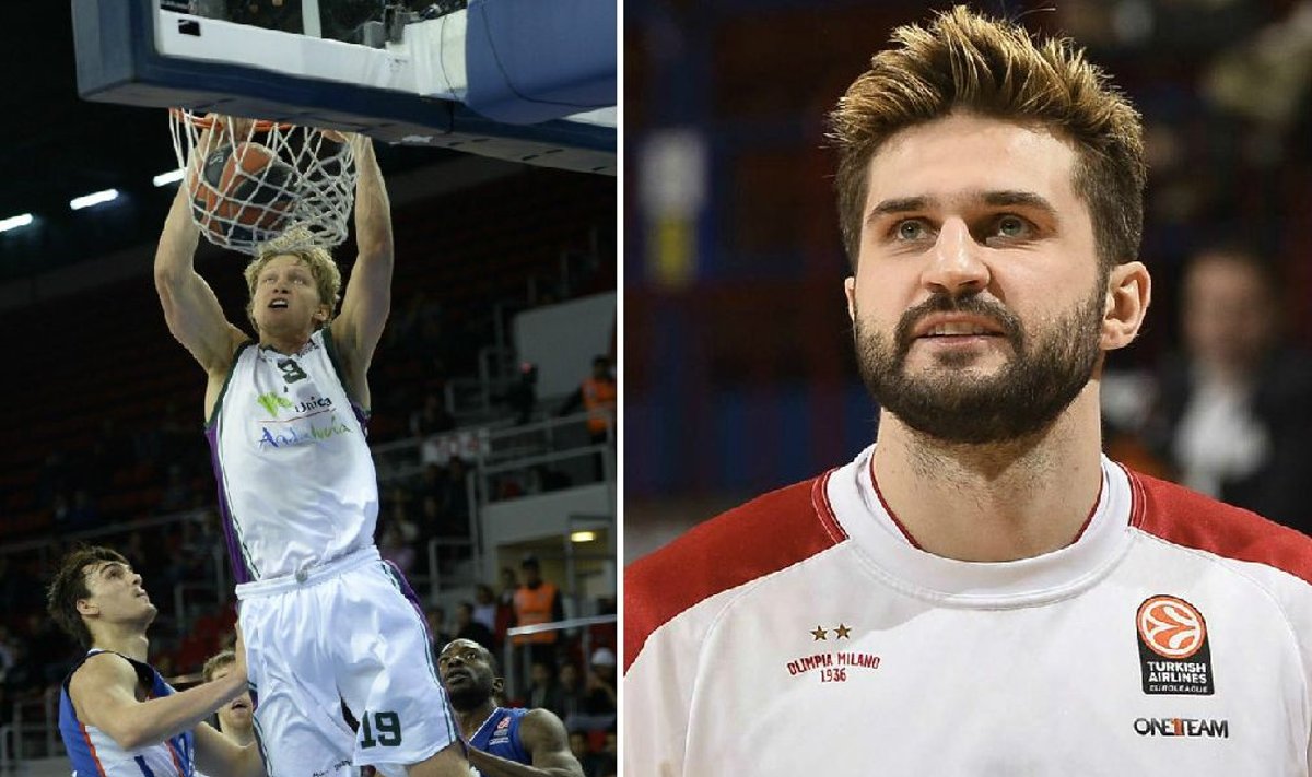 Mindaugas Kuzminskas ir Linas Kleiza (AFP/Scanpix ir twitter.com nuotr.)