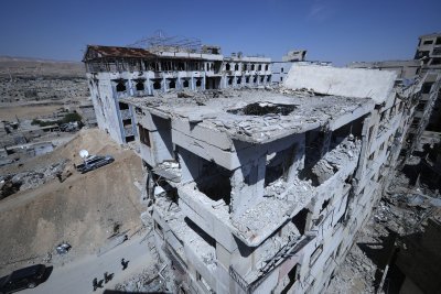 Subombarduotas ligoninės pastatas Doumoje, Sirija
