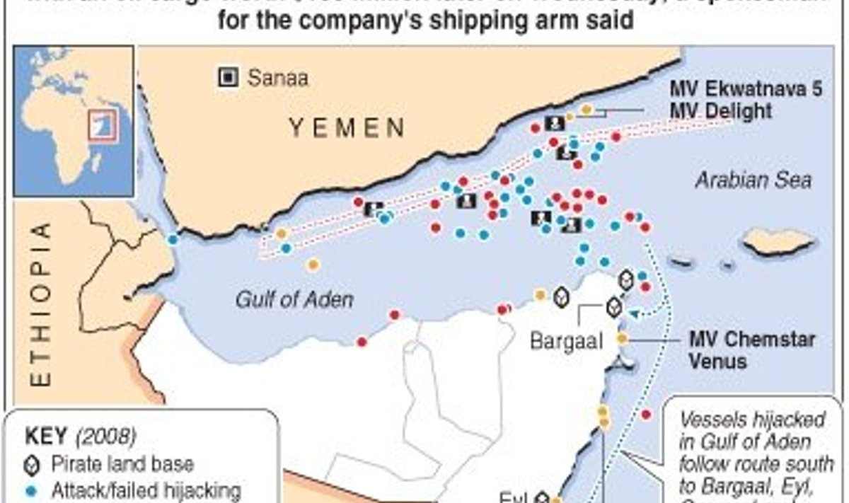 Regionas, kuriame siaučia Somalio piratai