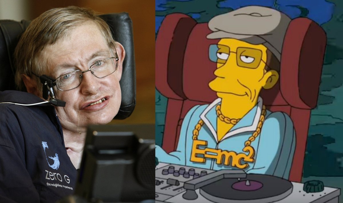 Stephenas Hawkingas ir jo personažas seriale "Simpsonai"