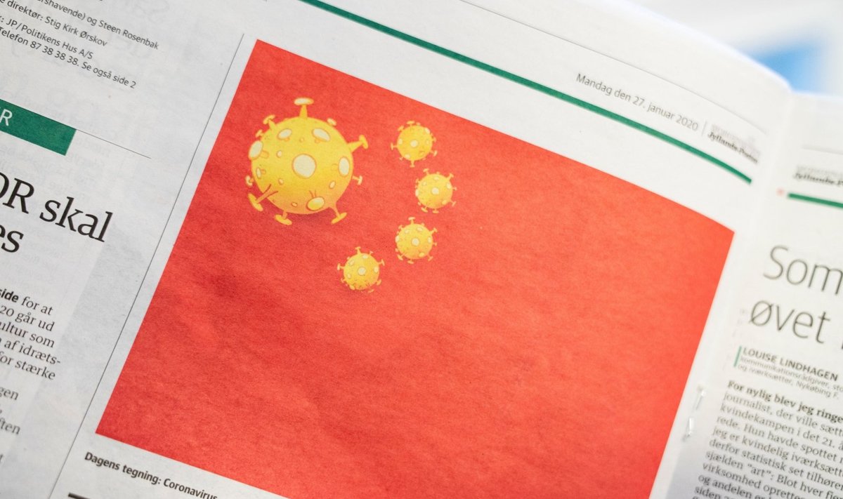 Danijos dienraščio išspausdinta karikatūra apie koronavirusą