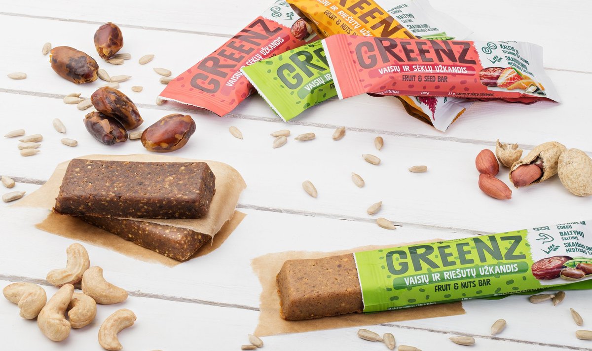 Vaisių, riešutų ir sėklų užkandžiai „Greenz“