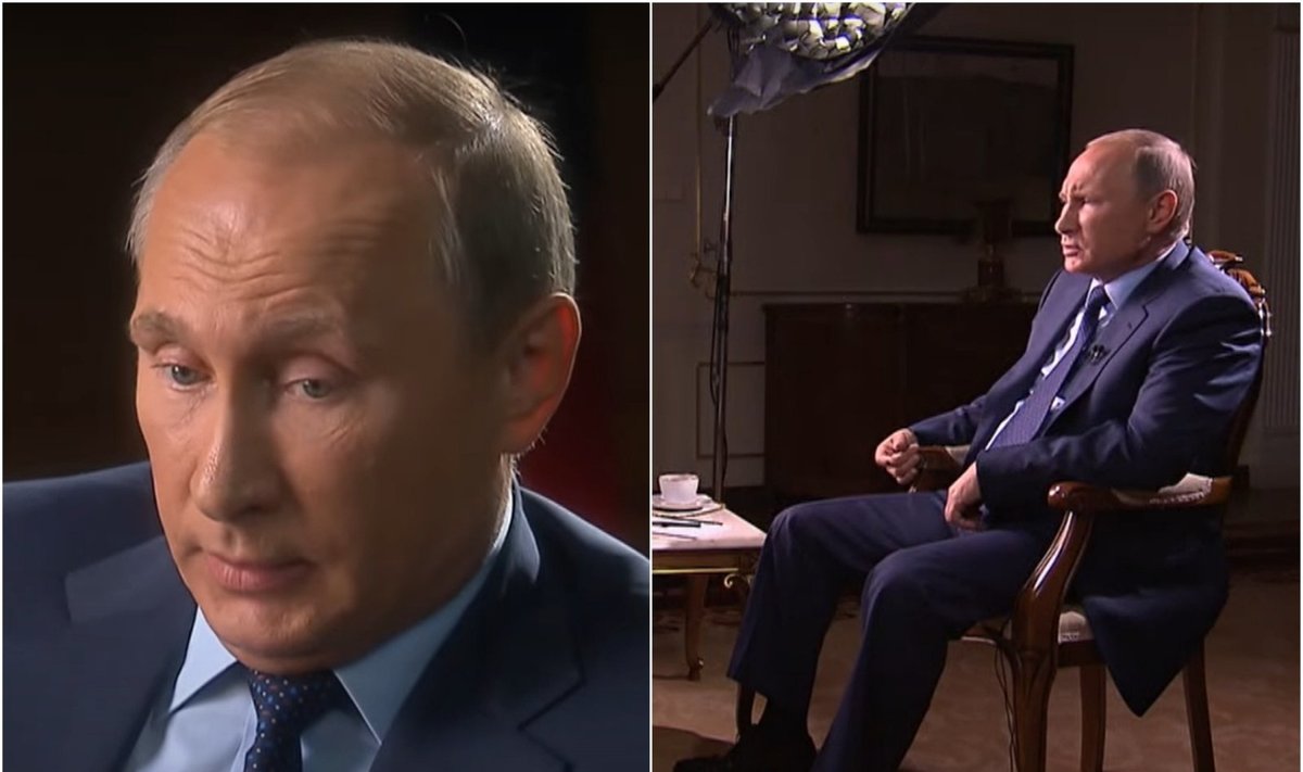V. Putinas duoda interviu amerikiečių žurnalistui Charlie Rose'ui (2015 m.)