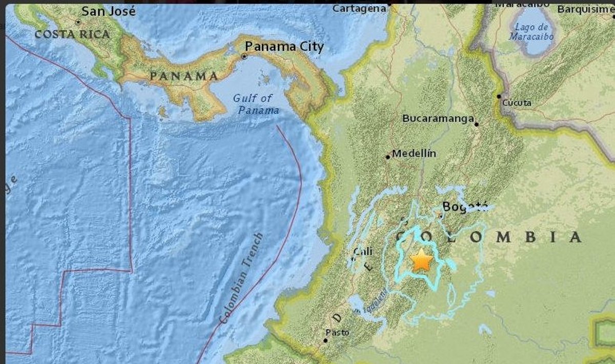 Žemės drebėjimas Kolumbijoje