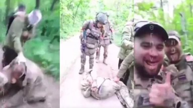 Vaizdo įraše užfiksuota, kaip rusai tyčiojasi iš karo belaisvių