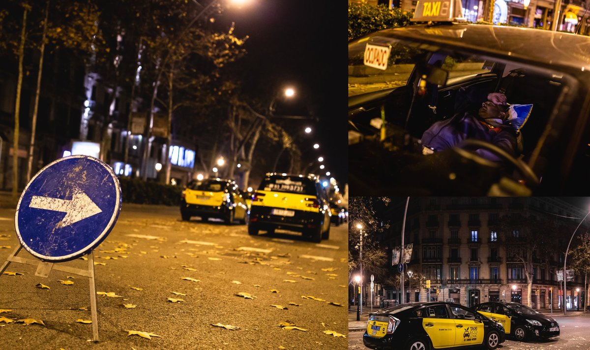 Taksi vairuotojų streikas Barselonoje