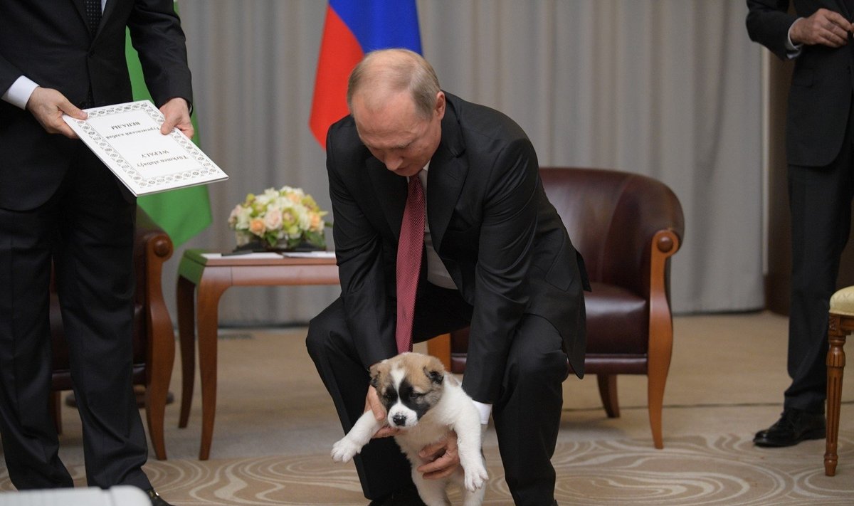 Vladimiras Putinas su dovanotu šunimi