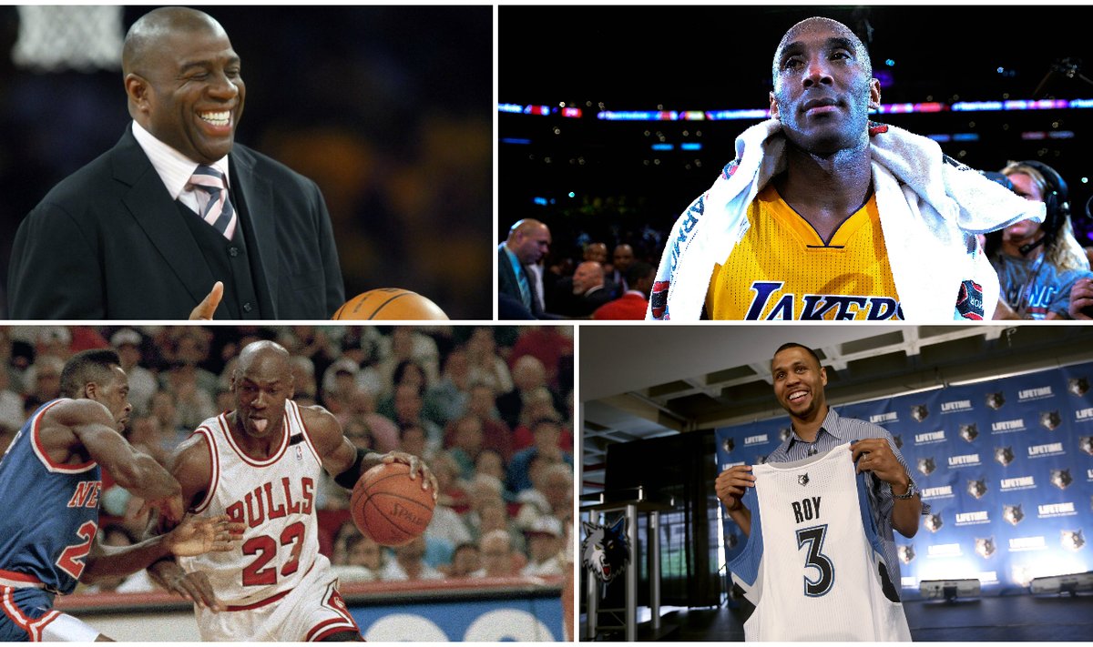 Magicas Johnsonas, Kobe Bryantas, Michaelas Jordanas ir Brandonas Roy (AP ir Reuters nuotr.)