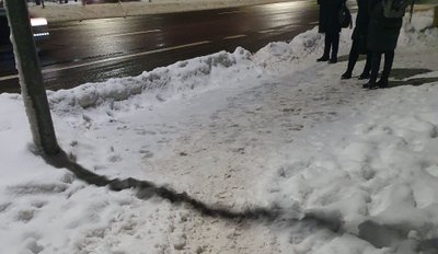 Sniegas Vilniaus stotelėse
