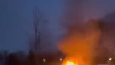 В Вильнюсе на дороге загорелся автомобиль