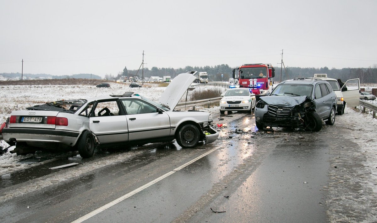 Avarijos metu "Audi" lūžo į dvi dalis, vairuotojas žuvo vietoje