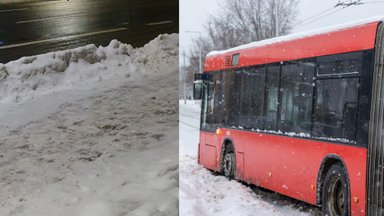 Išvydusi, kaip prie stotelių „sutvarkytas“ sniegas, vilnietė pasibaisėjo: tai kelia pavojų