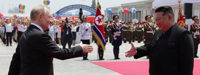 Vladimiras Putinas ir Kim Jong Unas Šiaurės Korėjoje