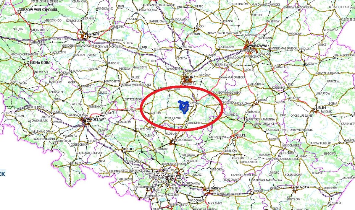 Trzęsienie ziemi w Bełchatowie. Foto: http://mapy.geoportal.gov.pl