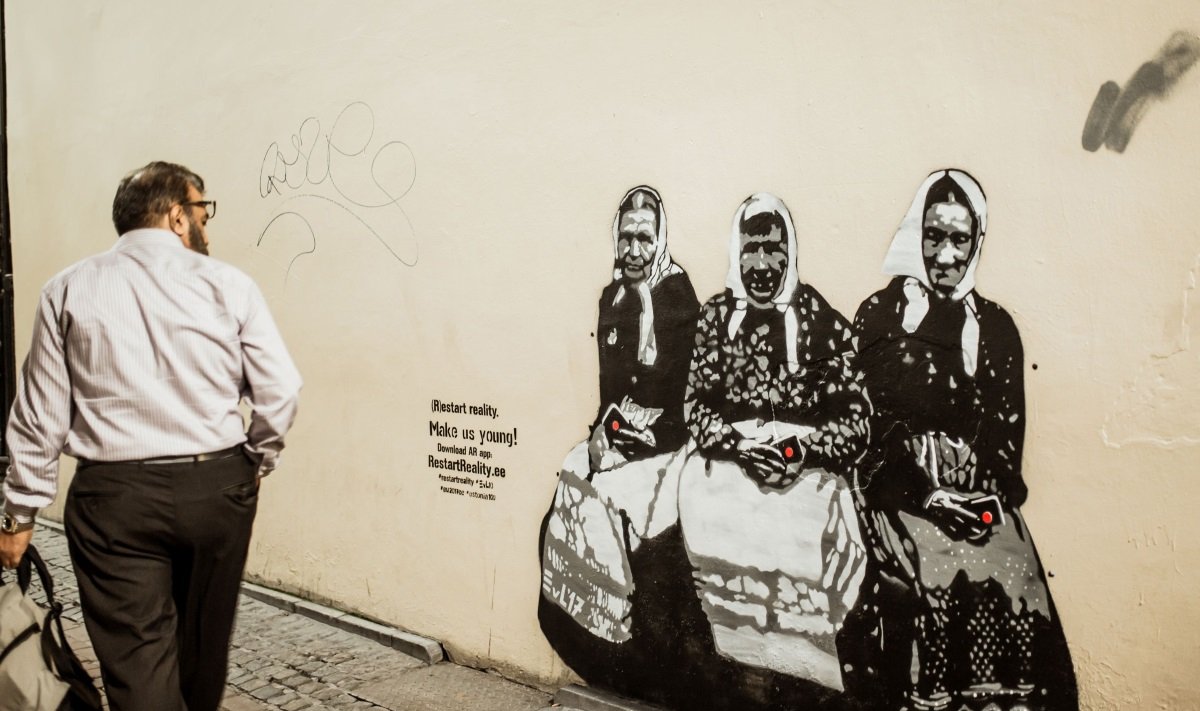 Estijos „Banksy“ vadinamo menininko Edwardo von Lõngus kūrinys
