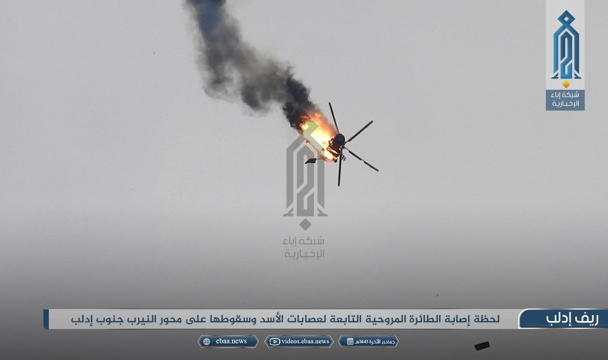 Sirijos Idlibo provincijoje numuštas vyriausybinių pajėgų sraigtasparnis