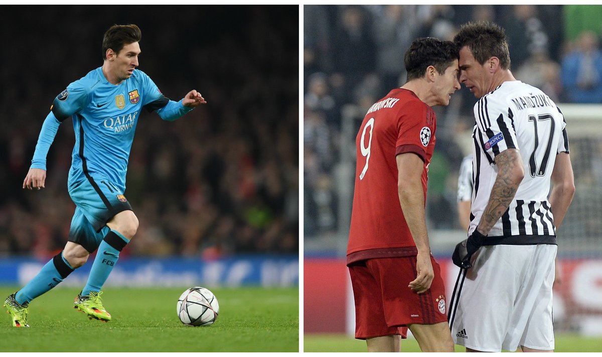 Lionelis Messi; Robertas Lewandowskis ir Mario Mandžukičius (AP/Reuters nuotr.)