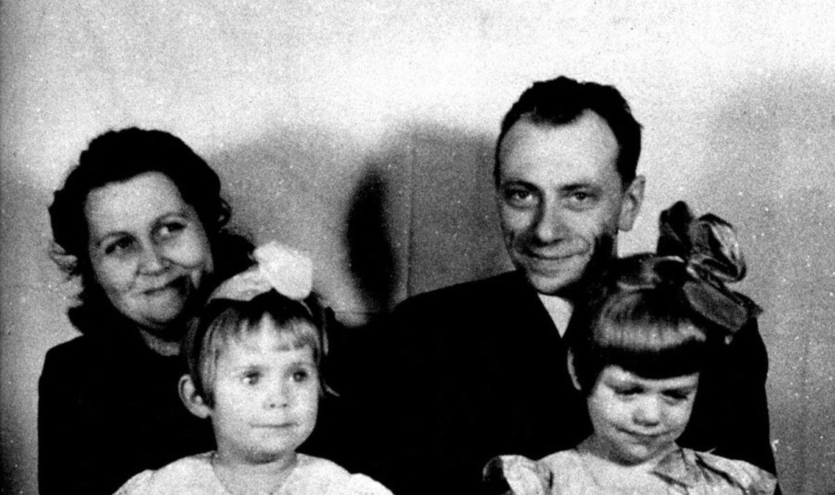 P. Hiksa jau okupuotoje Lietuvoje. Su žmona Irena ir dukromis Ina ir Danute.