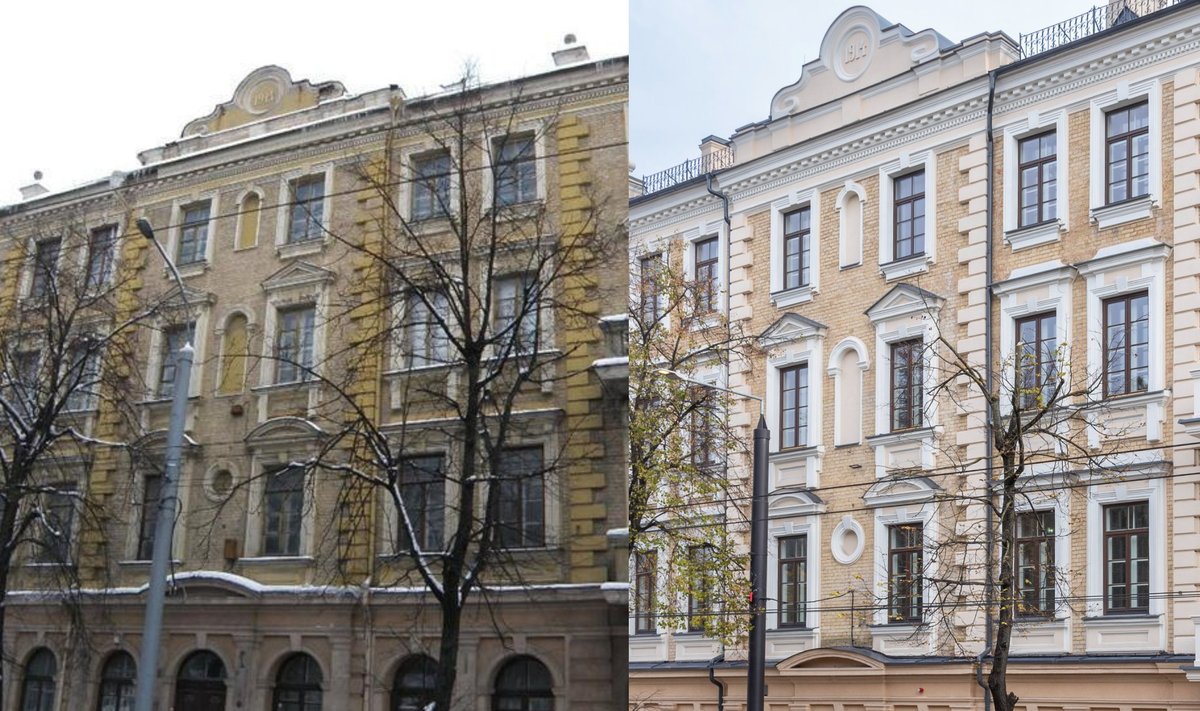 Prieš ir po renovacijos (Fotomontažas. Kultūros pavedo departamento archyvo, P. Račiūno nuotr.)