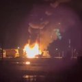 Kaune vilkikų aikštelėje padegti sunkvežimiai, liudytojai girdėjo sprogimus