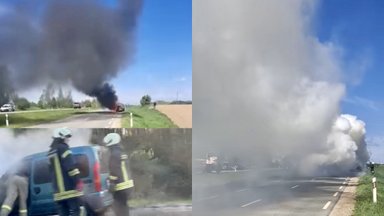 Klaipėdos rajone liepsnos pasiglemžė automobilį – sudegė visos degios detalės ir išdužo langai