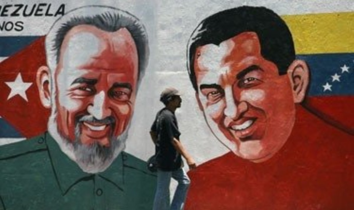 Fidelio Castro ir Hugo Chavezo portretai Karakase (Venesuela)