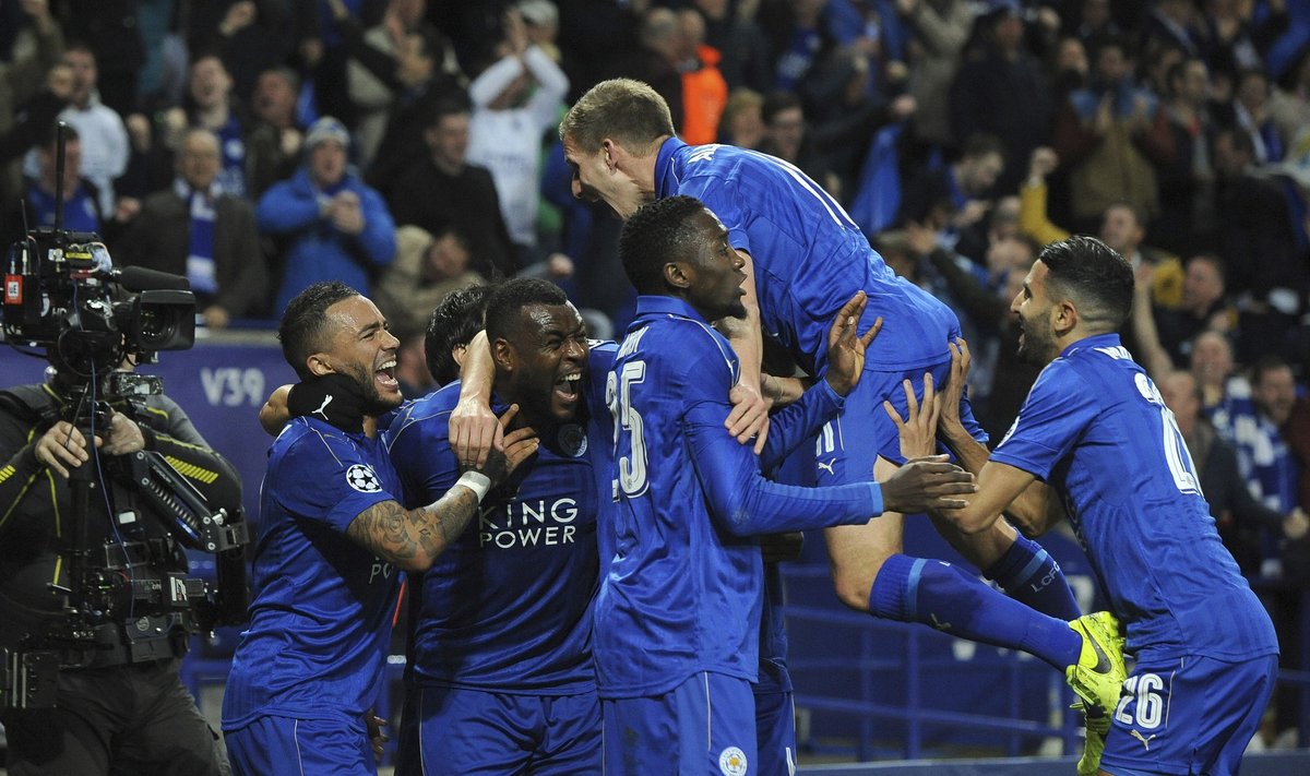"Leicester City" futbolininkų džiaugsmas