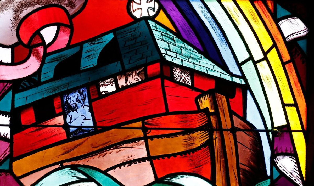 Nojaus arka. Bažnyčios vitražas, Prancūzija