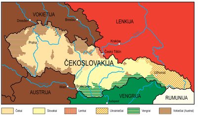 Čekoslovakijos gyventojų tautinė sudėtis iki 1938 m.,eidyklos „Briedis“ iliustracija