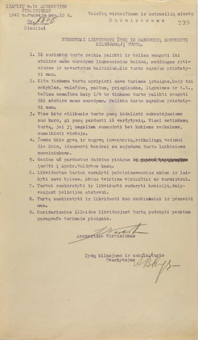 Dokumentas su J. Noreikos parašu // A. Vinokuro nuotr.