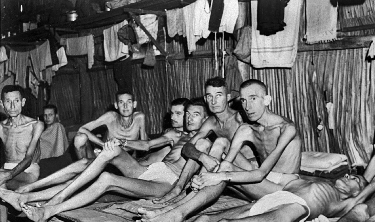 Karo belaisviai, išvaduoti Čangio stovykloje, buvo verčiami dirbti po 18 valandų prie Mirties geležinkelio (Australijos karo memorialo nuotr.)