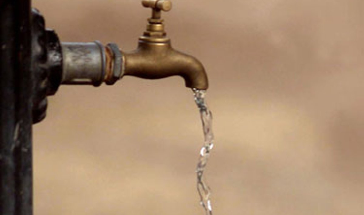 Karštą liepos 24 dieną vaikas geria vandenį iš fontano Portugalijos mieste Elvase.