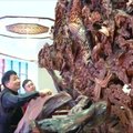 Kinijoje pristatyta daug metų gaminta milžiniška medinė skulptūra