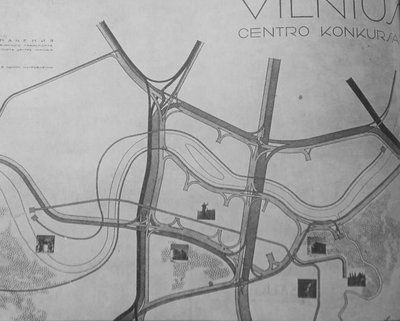 2 pav. Vilniaus centro transporto srautų schema („Statyba ir architektūra“, 1964 lapkritis)