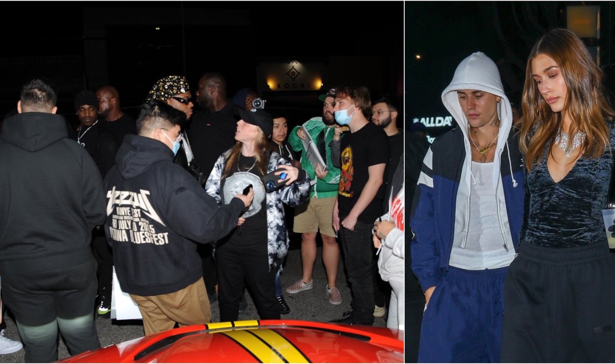 Justinas Bieberis su žmona Hailey, vakarėlio akimirka