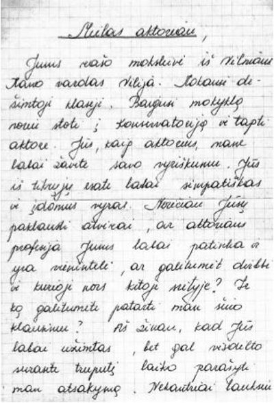 Laiško faksimilė, 1983