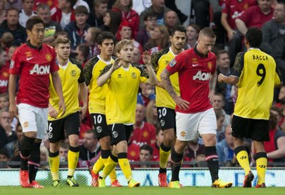 Marko Marinas švenčia įvartį į "Manchester United" vartus