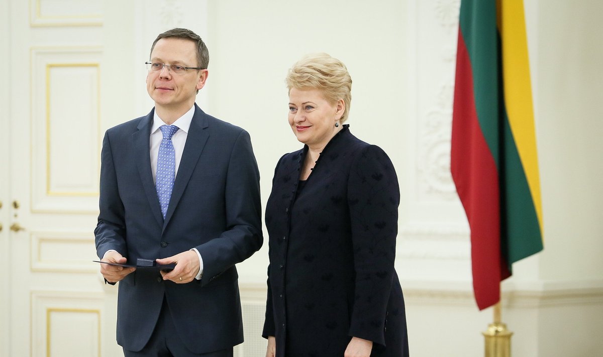 President Dalia Grybauskaitė (right) and her spokesman Modestas Naudžius