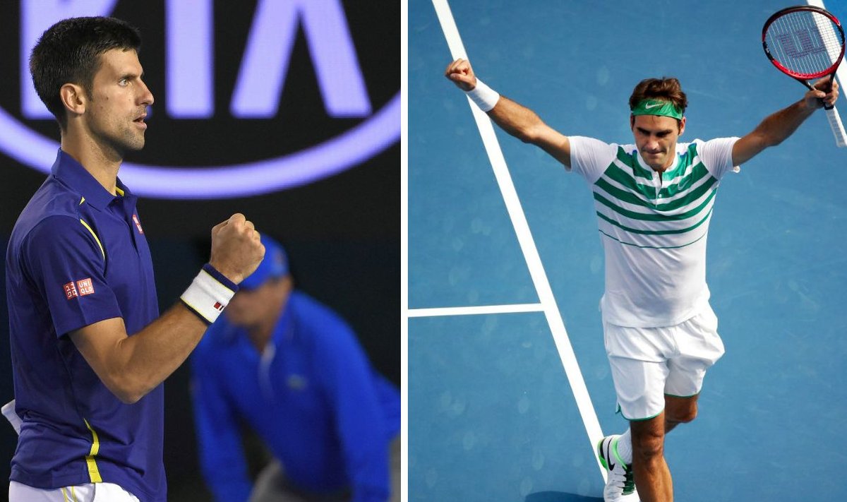Novakas Djokovičius ir Rogeris Federeris (AFP/Reuters/Scanpix nuotr.)
