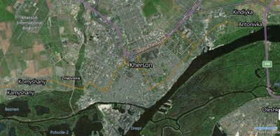 Bing: скриншот карты Херсона и прилегающей к нему местности;