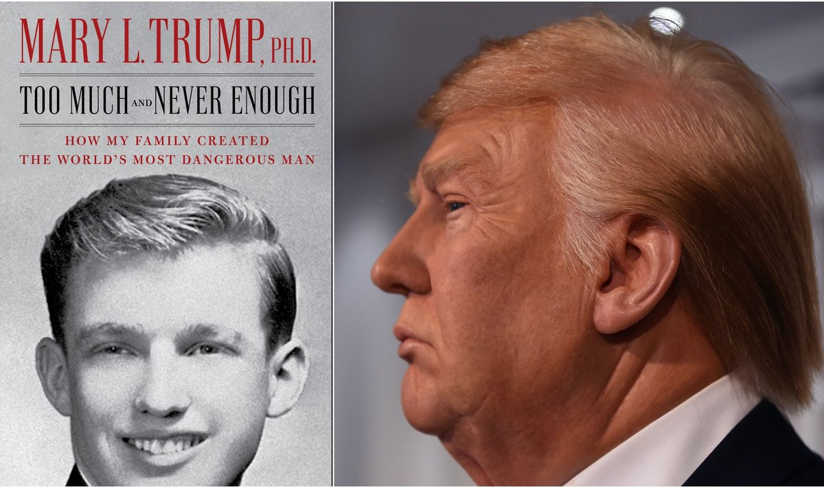Donaldas Trumpas ir knygos apie jį viršelis