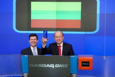 Premjeras A. Kubilius Niujorke atidarė NASDAQ biržos prekybos sesiją. NASDAQ OMX nuotr.