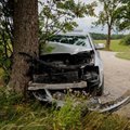 Vengdamas susidūrimo su sunkvežimiu, „Audi A8“ vairuotojas rėžėsi į medį