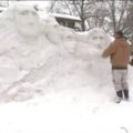 Amerikiečiai iš sniego lipdo prezidentų skulptūras
