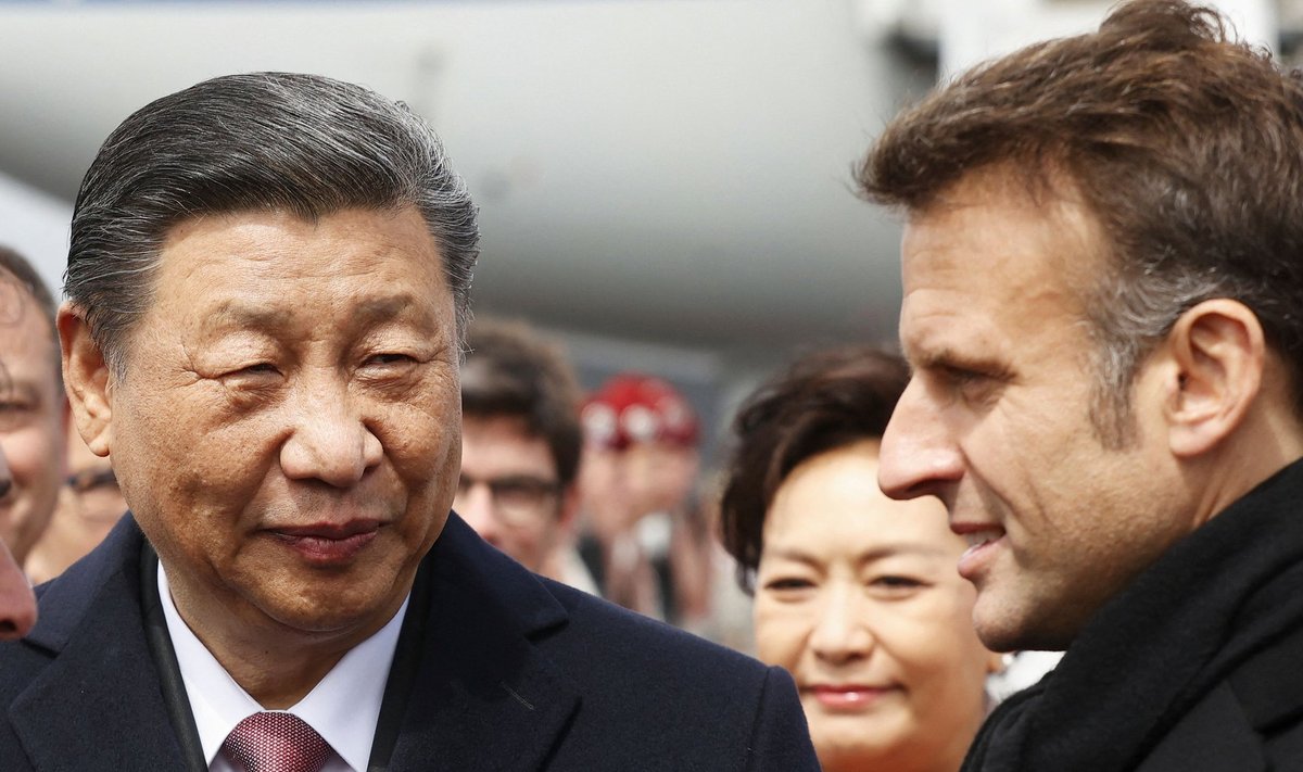 Kinijos prezidentas Xi Jinpingas ir Prancūzijos prezidentas Emmanuelis Macronas