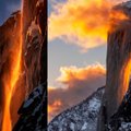 Kvapą gniaužiantį reginį prilygino stebuklui: ugnies krioklio pamatyti plūsta minios smalsuolių
